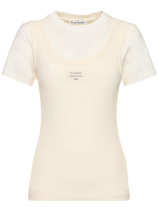 Acne Studios: Ecleo layered jersey t-shirt - women_0 | Luisa Via Roma