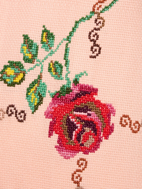 Harago: Floral cross stitched cotton s/s shirt - Pink - men_4 | Luisa Via Roma