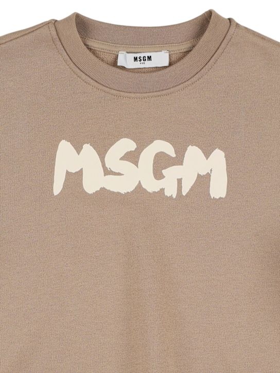MSGM: Printed cotton crewneck sweatshirt - Beige - kids-girls_1 | Luisa Via Roma