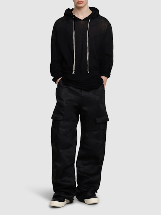 Rick Owens: Oversize cotton hoodie - Black - men_1 | Luisa Via Roma
