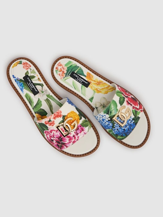Dolce&Gabbana: Sandali stampa floreale con logo - kids-girls_1 | Luisa Via Roma