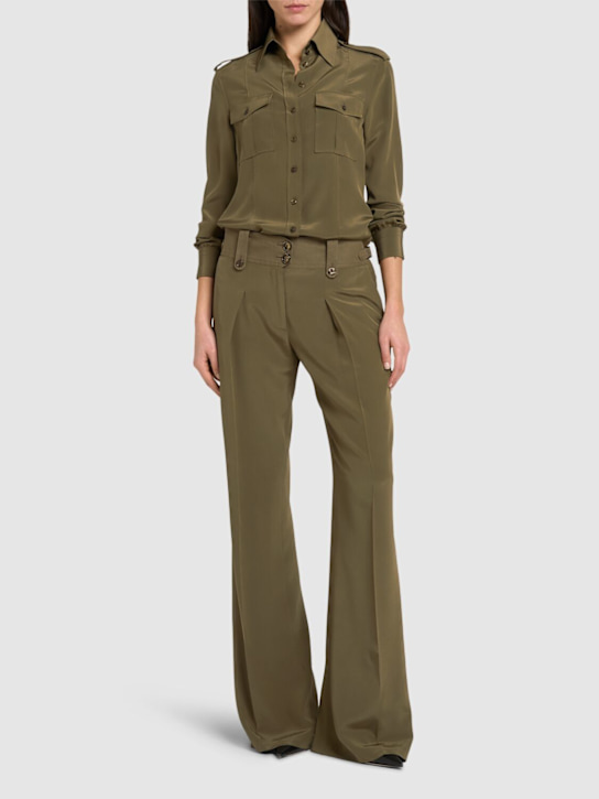 Tom Ford: Silk crepe de chine military shirt - Khaki - women_1 | Luisa Via Roma