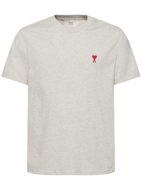 AMI Paris: Classic logo cotton t-shirt - Heather Ash Gre - men_0 | Luisa Via Roma