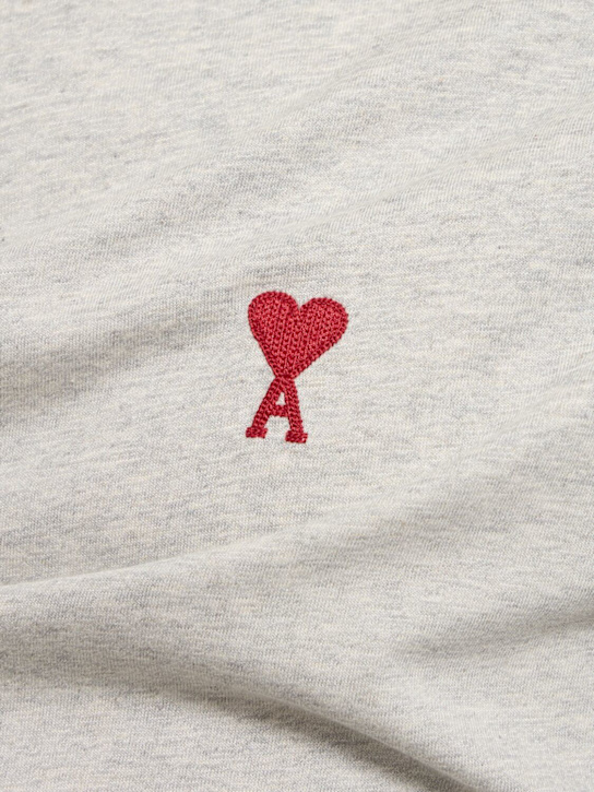 AMI Paris: Classic logo cotton t-shirt - Heather Ash Gre - men_4 | Luisa Via Roma
