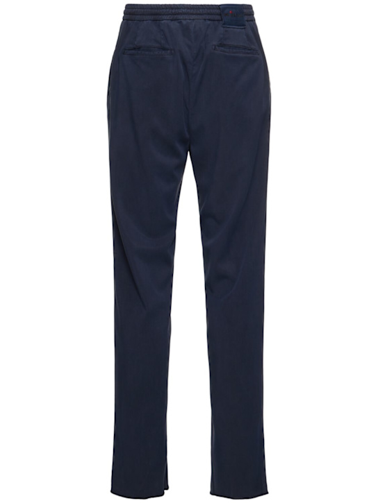 Kiton: Fluid lyocell blend jogger pants - Blue - men_1 | Luisa Via Roma