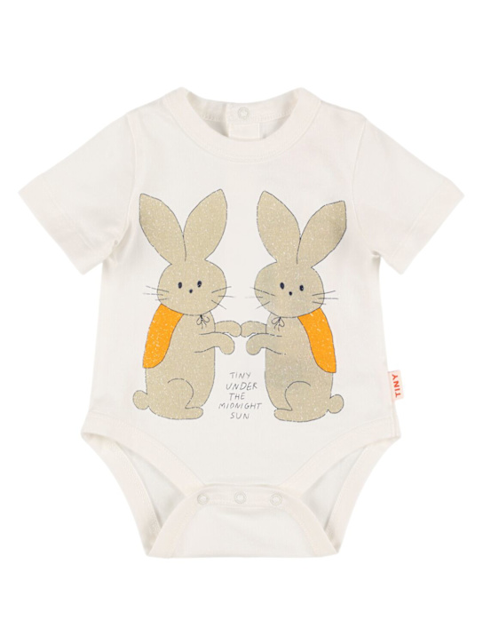 Tiny Cottons: Barboteuse en jersey de coton imprimé - Blanc - kids-boys_0 | Luisa Via Roma