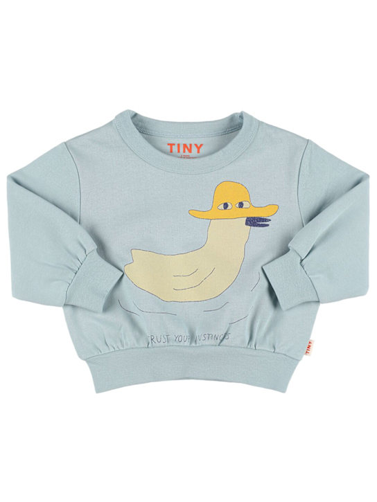 Tiny Cottons: Printed cotton sweatshirt - Light Blue - kids-boys_0 | Luisa Via Roma
