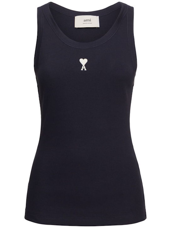 AMI Paris: Adc stretch cotton jersey tank top - women_0 | Luisa Via Roma