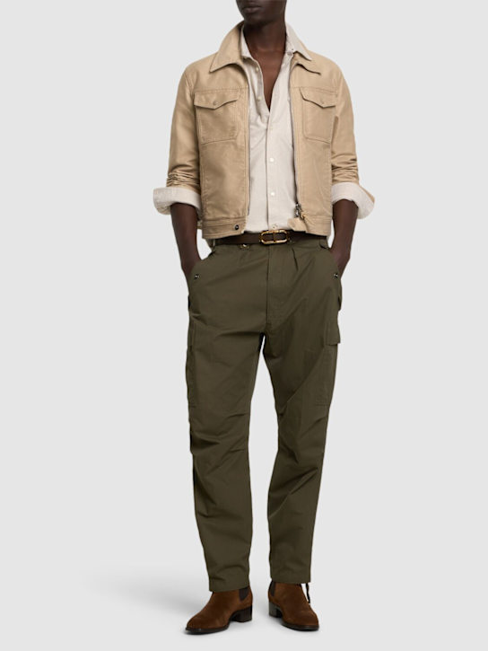 Tom Ford: Enzyme cotton twill cargo pants - men_1 | Luisa Via Roma