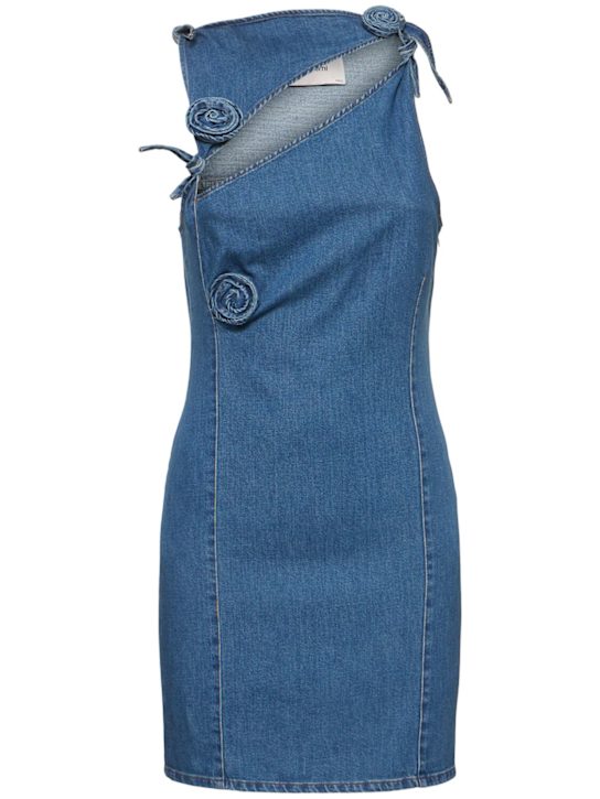 Coperni: Asymmetric denim mini dress - Blue - women_0 | Luisa Via Roma
