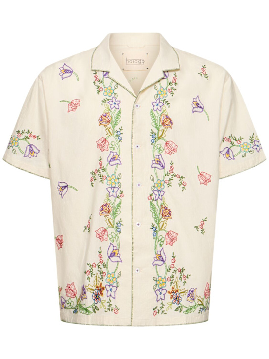 Harago: Flower embroidered s/s shirt - men_0 | Luisa Via Roma