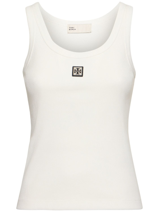 Tory Sport: Metal logo cotton tank top - women_0 | Luisa Via Roma