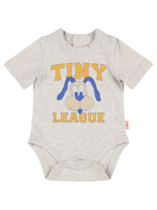 Tiny Cottons: Printed cotton jersey romper - Grey - kids-boys_0 | Luisa Via Roma