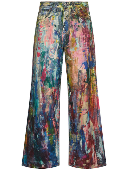 Acne Studios: Dayla printed denim wide leg jeans - women_0 | Luisa Via Roma