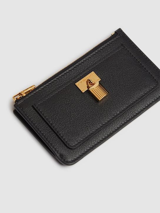 Tom Ford: Padlock grain leather zipped card holder - Black - women_1 | Luisa Via Roma