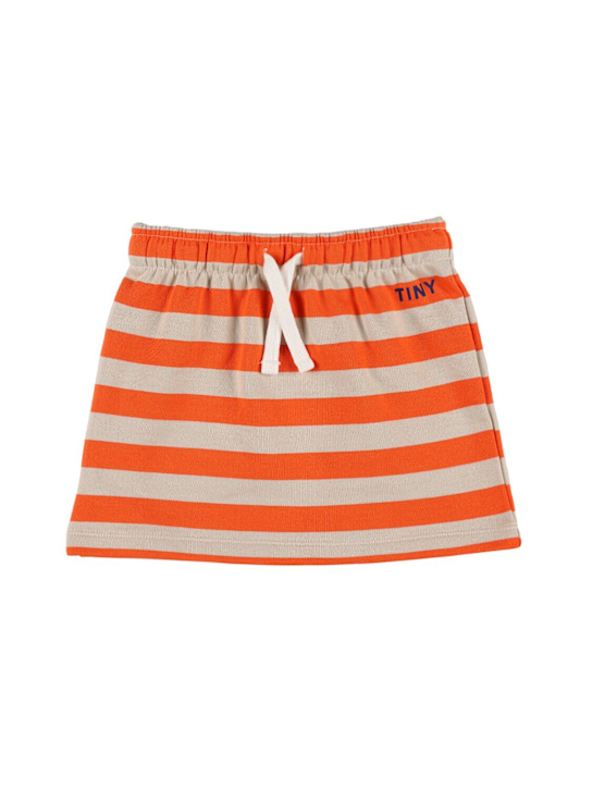 Tiny Cottons: Gonna in felpa di cotone - Rosso/Beige - kids-girls_0 | Luisa Via Roma