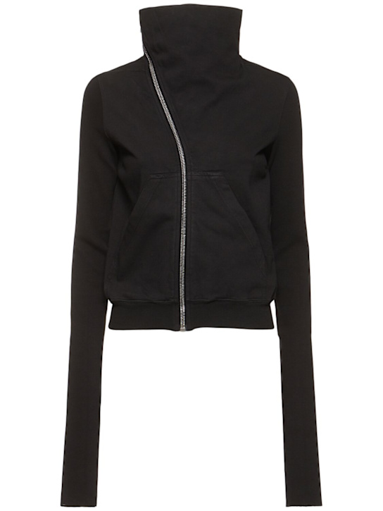 Rick Owens DRKSHDW: Mountain jersey zip-up cotton sweatshirt - women_0 | Luisa Via Roma
