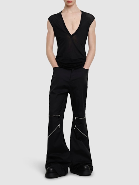 Rick Owens: Dylan V Neck cotton t-shirt - Black - men_1 | Luisa Via Roma
