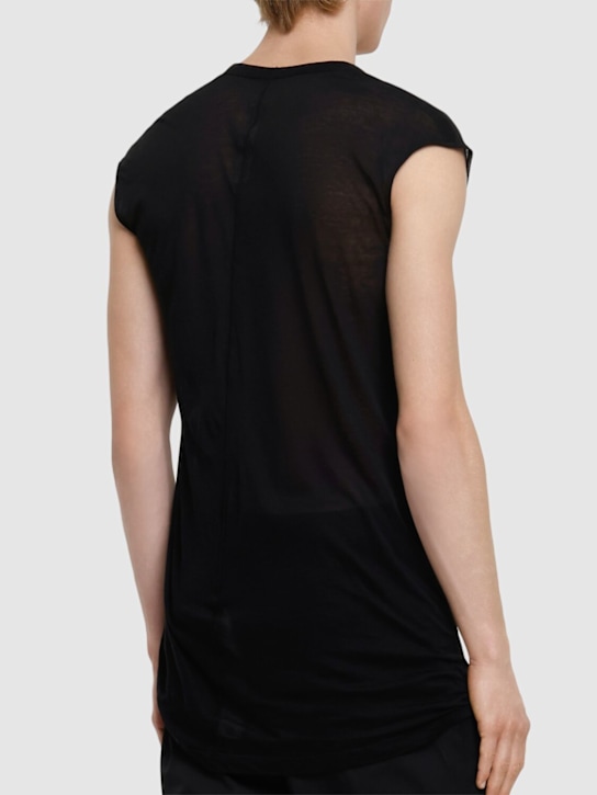 Rick Owens: Dylan V Neck cotton t-shirt - Black - men_2 | Luisa Via Roma