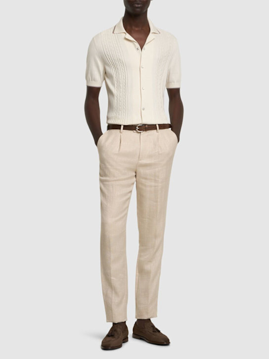Brunello Cucinelli: Button-up cotton shirt - English White - men_1 | Luisa Via Roma