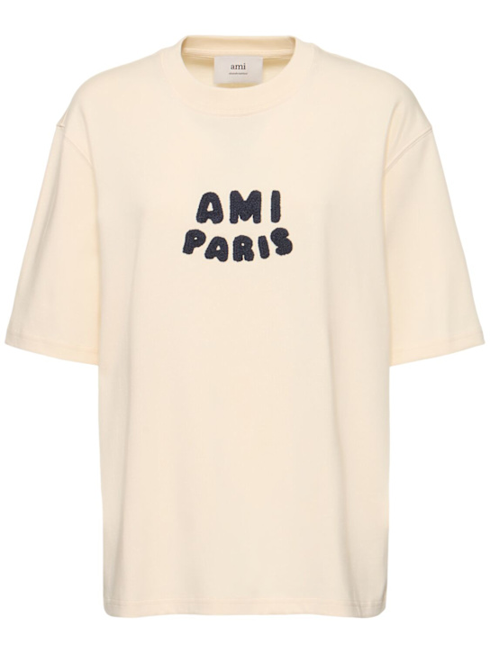 AMI Paris: Boxy fit cotton jersey t-shirt - women_0 | Luisa Via Roma