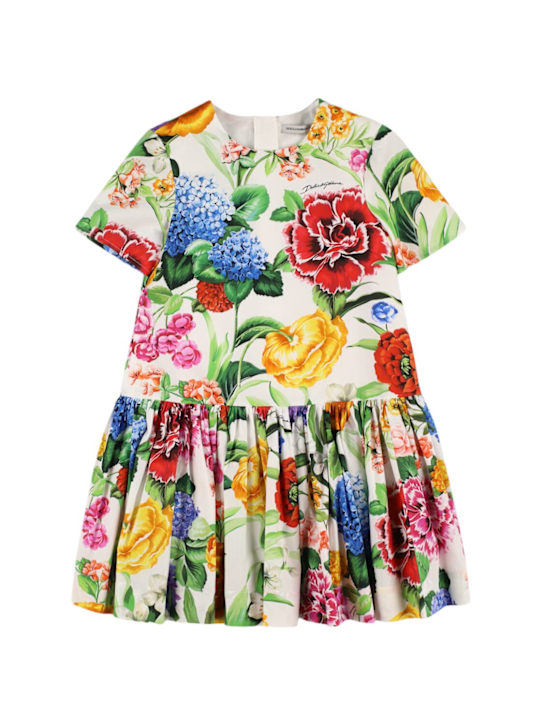 Dolce&Gabbana: Vestito in cotone stampato - Multicolore - kids-girls_0 | Luisa Via Roma