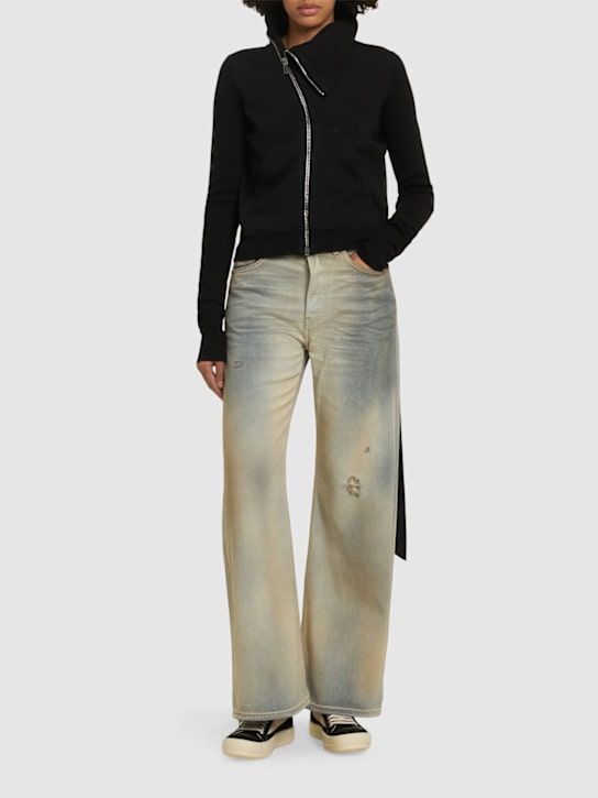 Rick Owens DRKSHDW: Mountain jersey zip-up cotton sweatshirt - women_1 | Luisa Via Roma