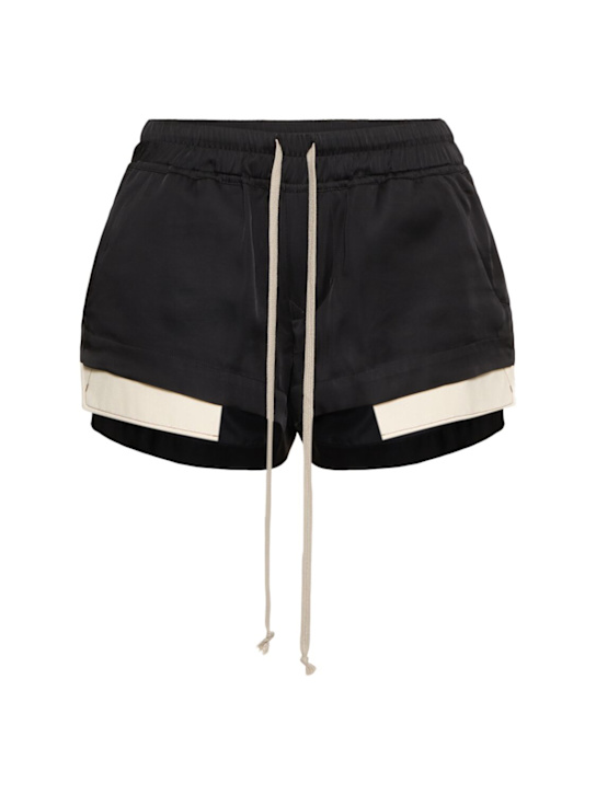 Rick Owens: Fog washed charmeuse boxer shorts - Black - women_0 | Luisa Via Roma