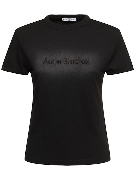 Acne Studios: Etza logo short sleeve jersey t-shirt - women_0 | Luisa Via Roma