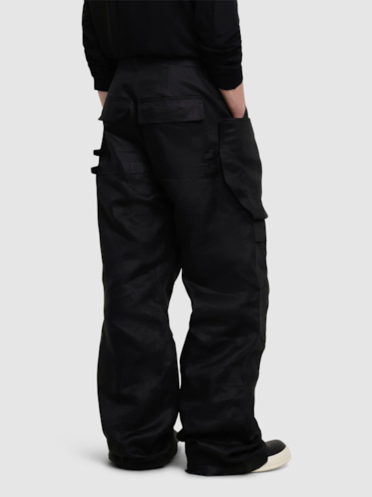 Rick Owens: Stefan cargo linen pants - Black - men_2 | Luisa Via Roma
