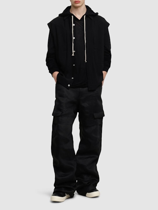 Rick Owens: Stefan cargo linen pants - Black - men_1 | Luisa Via Roma
