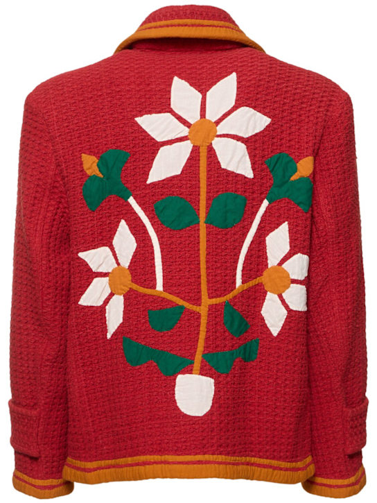 Harago: Floral appliqué cotton jacket - Red - men_3 | Luisa Via Roma