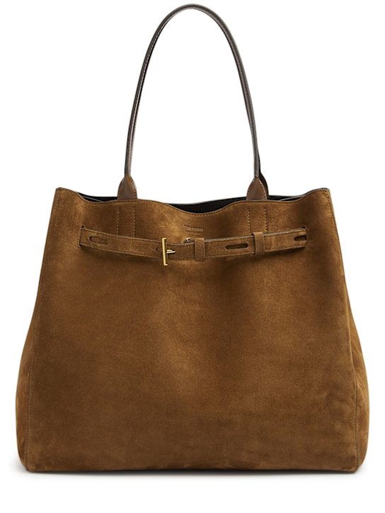 Tom Ford: Medium Audrey smooth suede tote bag - Whiskey - women_0 | Luisa Via Roma