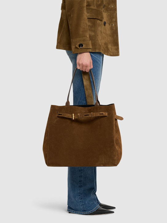Tom Ford: Medium Audrey smooth suede tote bag - Whiskey - women_1 | Luisa Via Roma