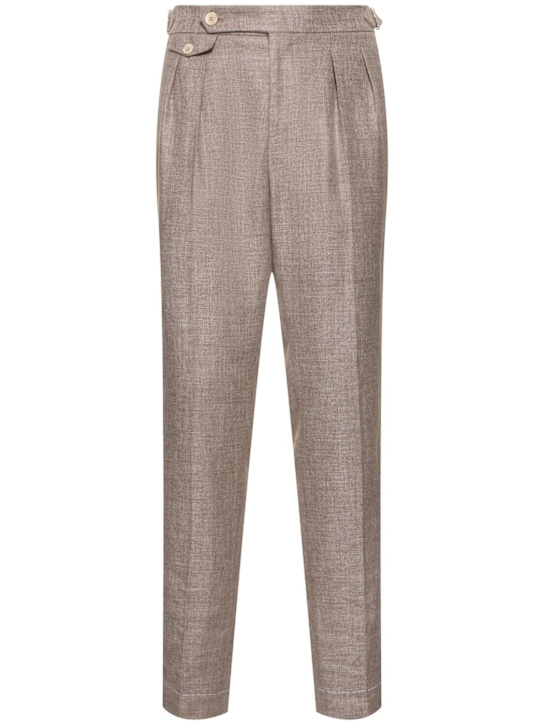 Brunello Cucinelli: Linen blend double breast suit - Corteccia - men_7 | Luisa Via Roma