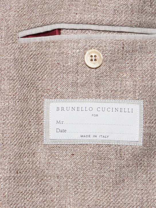 Brunello Cucinelli: Linen blend double breast suit - Corteccia - men_6 | Luisa Via Roma
