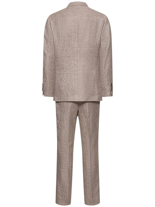 Brunello Cucinelli: Linen blend double breast suit - Corteccia - men_4 | Luisa Via Roma