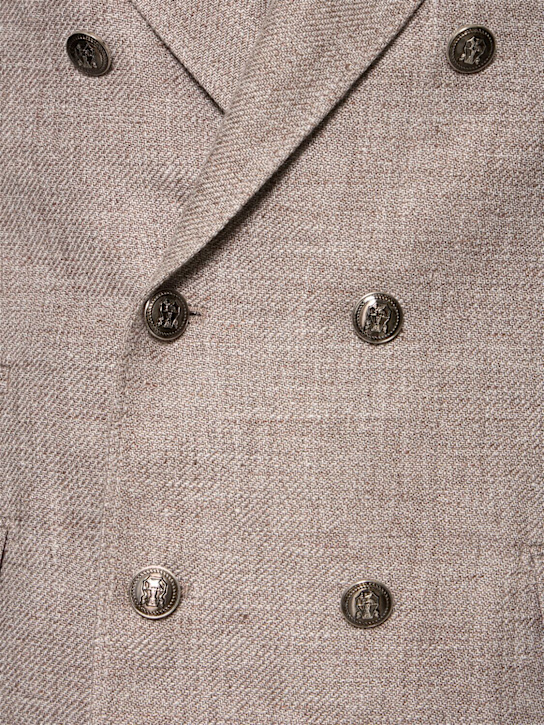 Brunello Cucinelli: Linen blend double breast suit - Corteccia - men_5 | Luisa Via Roma