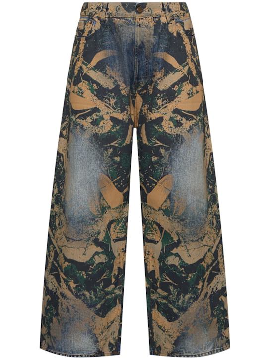 Acne Studios: Mossy Oak印花阔腿牛仔裤 - 棕色 - men_0 | Luisa Via Roma