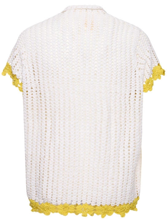 Harago: Crochet cotton s/s shirt - White - men_3 | Luisa Via Roma