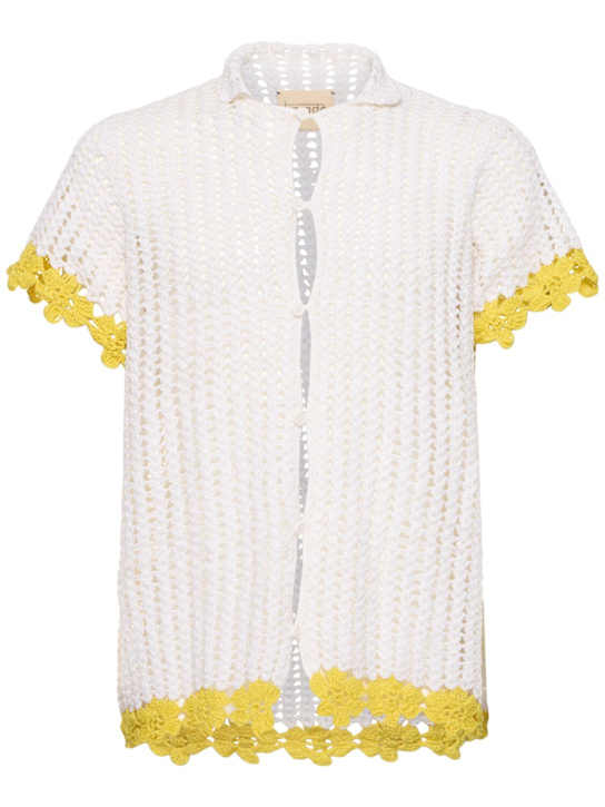 Harago: Crochet cotton s/s shirt - White - men_0 | Luisa Via Roma