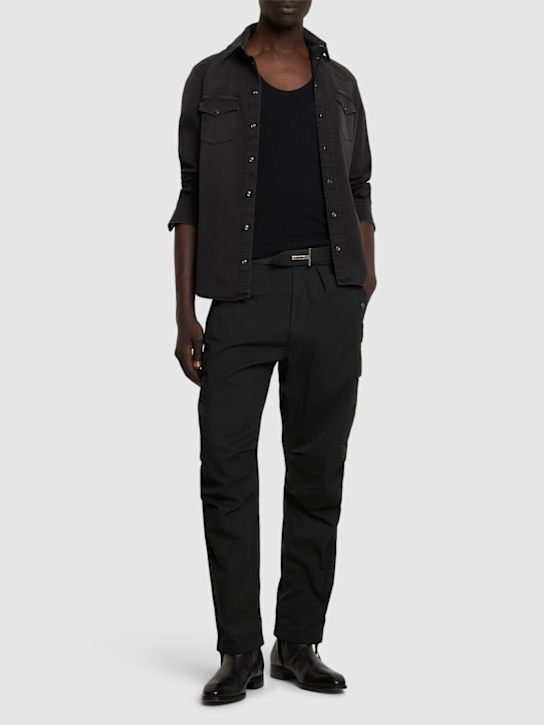 Tom Ford: Enzyme cotton twill cargo pants - Black - men_1 | Luisa Via Roma