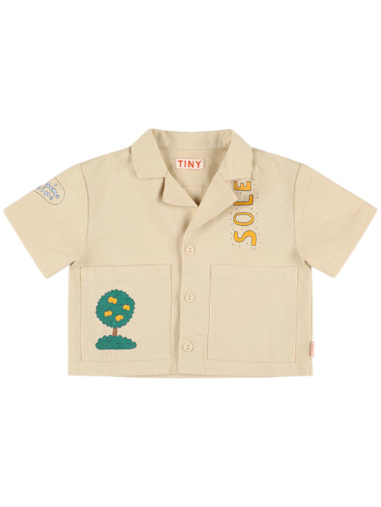 Tiny Cottons: Printed cotton twill shirt - Beige - kids-boys_0 | Luisa Via Roma