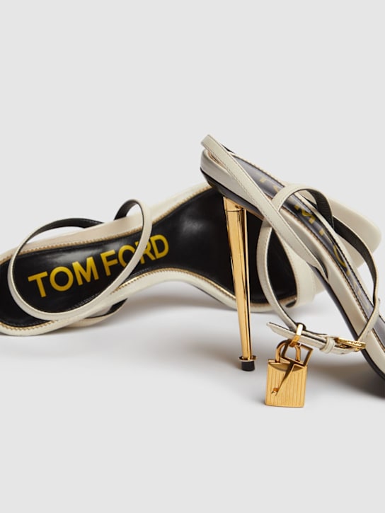 Tom Ford: 105mm Padlock leather sandals - White - women_3 | Luisa Via Roma