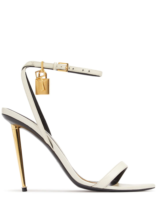 Tom Ford: 105mm Padlock leather sandals - White - women_0 | Luisa Via Roma