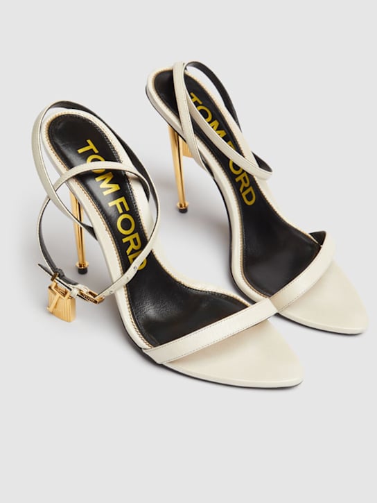 Tom Ford: 105mm Padlock leather sandals - White - women_2 | Luisa Via Roma