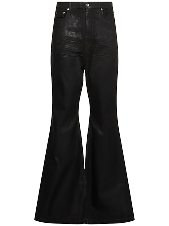 Rick Owens DRKSHDW: Bolan bootcut coated denim jeans - Black - men_0 | Luisa Via Roma