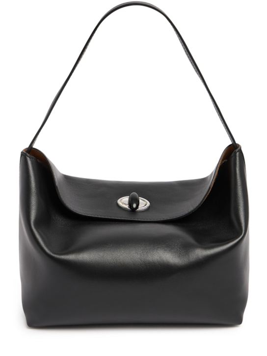 Christopher Esber: Turnlock leather shoulder bag - Black - women_0 | Luisa Via Roma