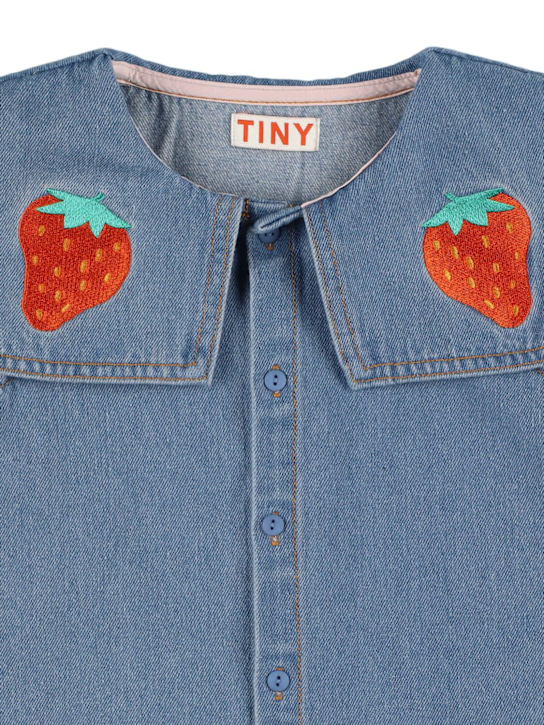Tiny Cottons: Top in denim di cotone con ricamo - Celeste - kids-girls_1 | Luisa Via Roma