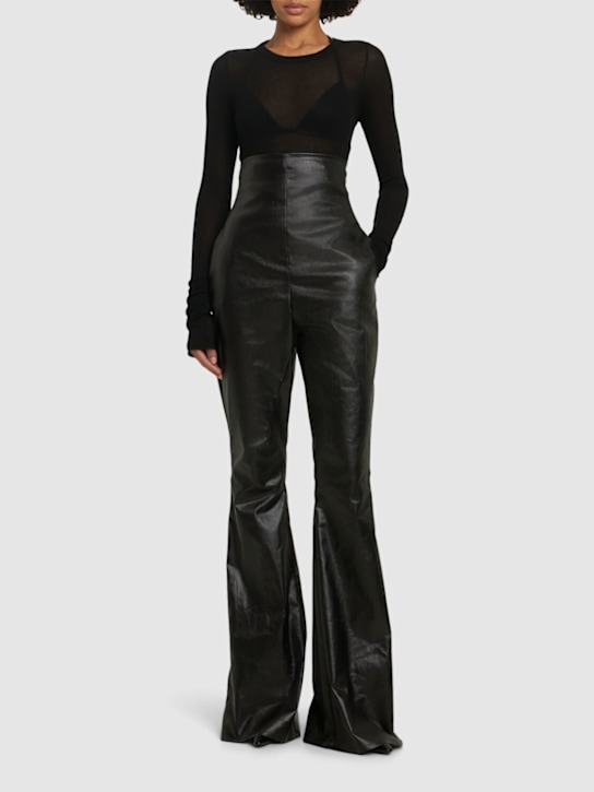 Rick Owens: Dirt Bolan coated stretch denim pants - women_1 | Luisa Via Roma